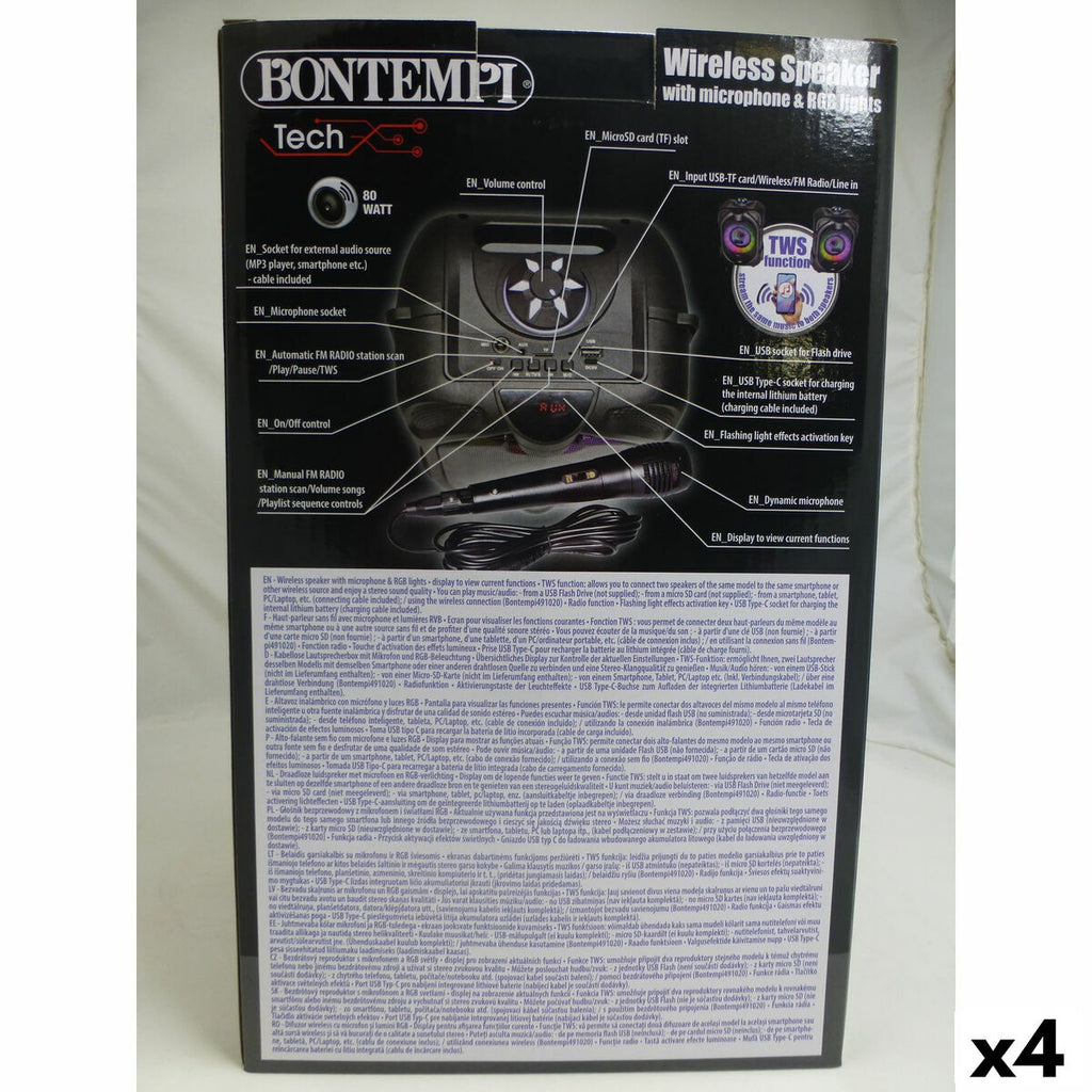 Altoparlante con Microfono Karaoke Bontempi 4 Unità