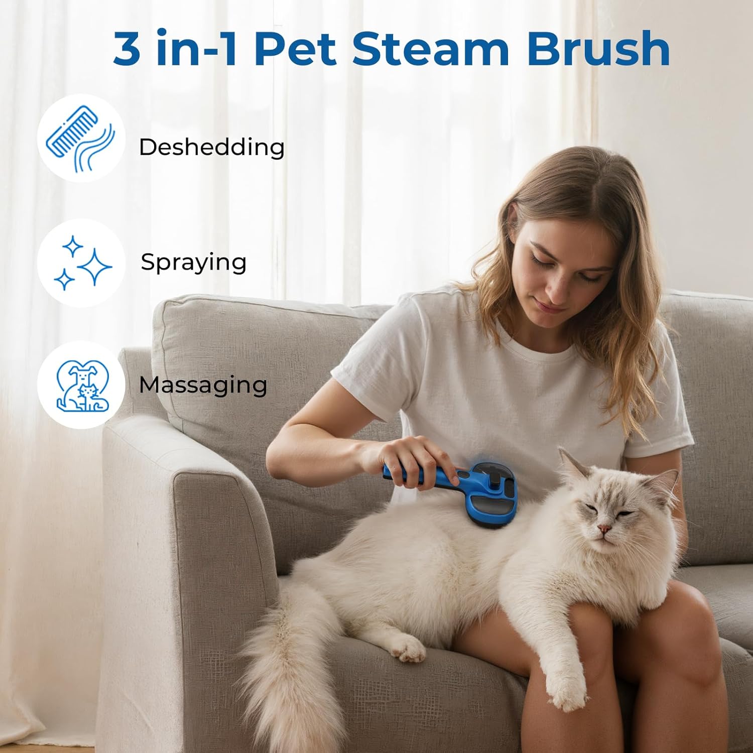 Spazzola a vapore per Cani e Gatti - Rimuove i Peli Senza Stress