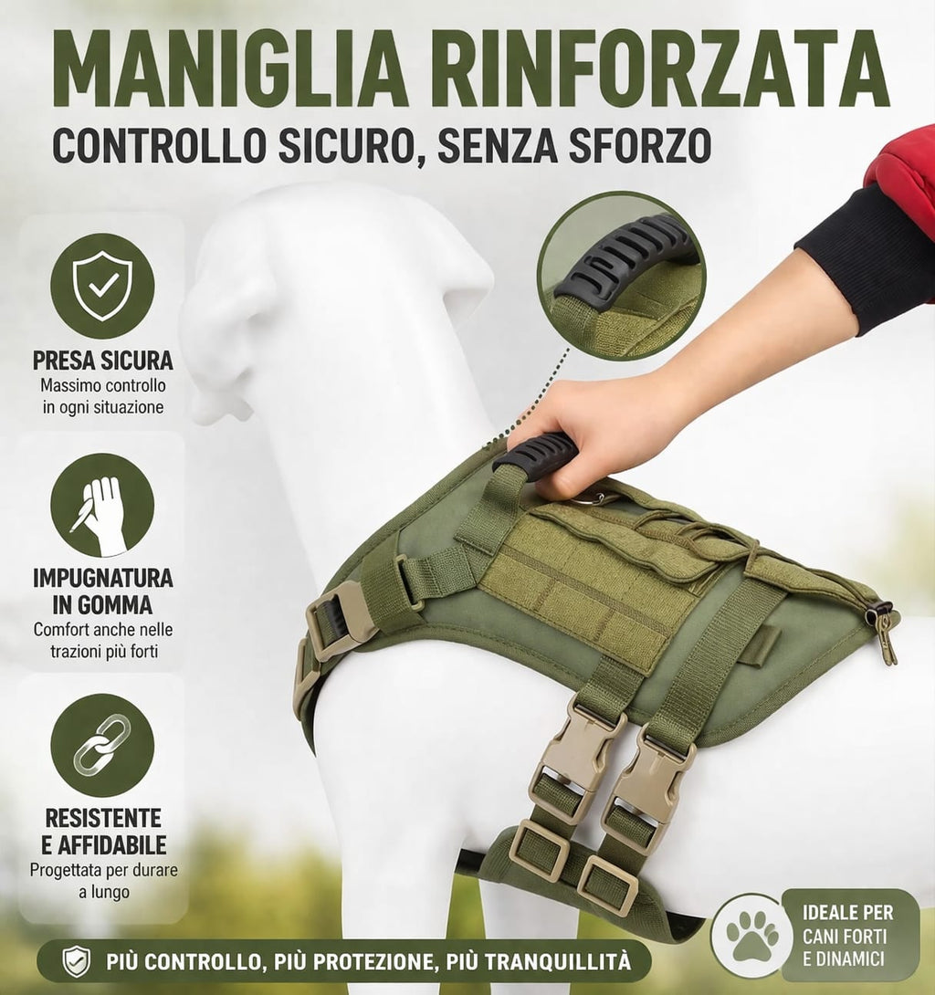 Pettorina Cane Tattica Anti Tiro con Maniglia | Resistente, Regolabile, Porta Oggetti