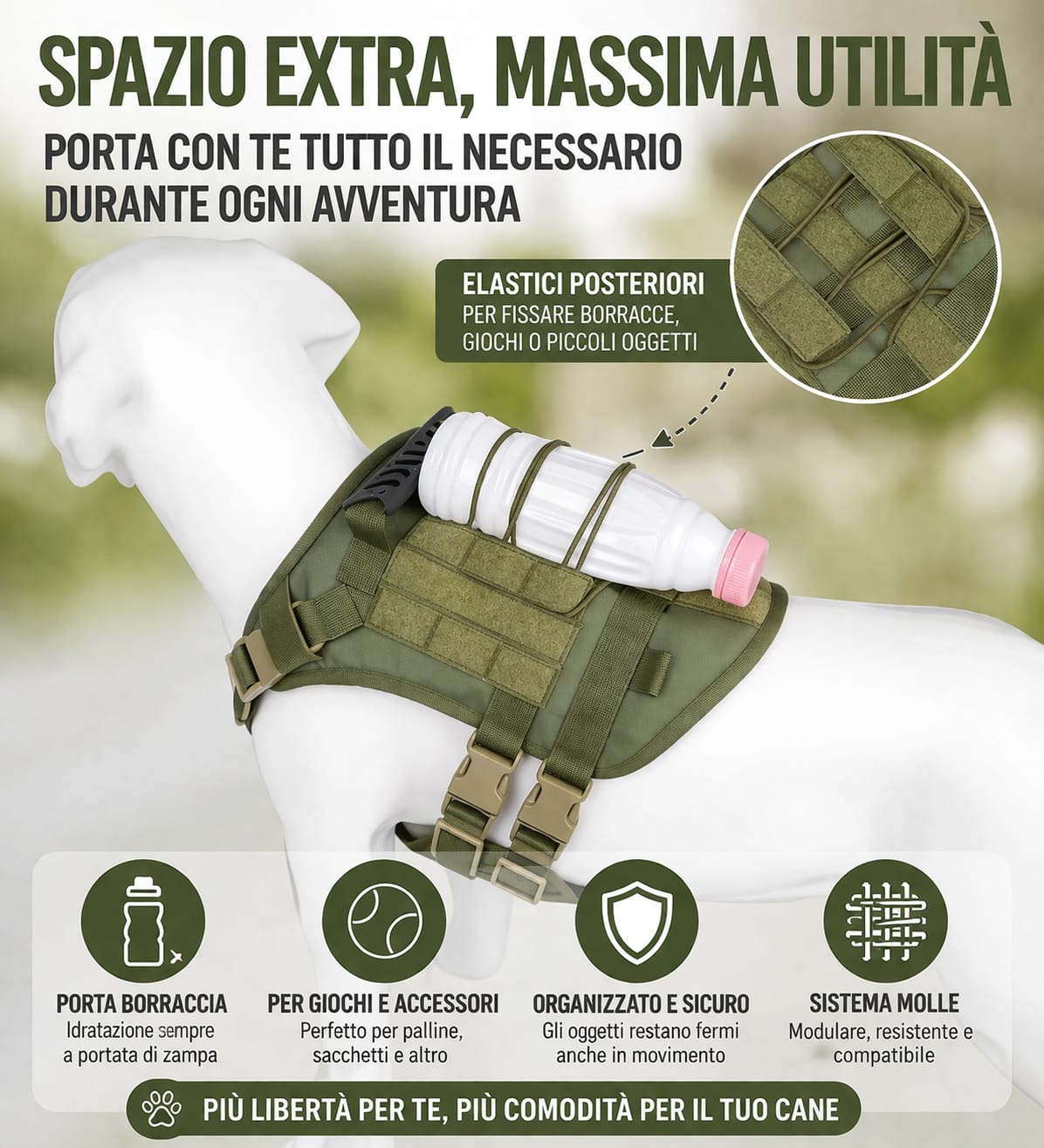 Pettorina Cane Tattica Anti Tiro con Maniglia | Resistente, Regolabile, Porta Oggetti
