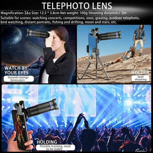 Kit Lenti Smartphone 36X con Treppiede - Fotografia Professionale Mobile