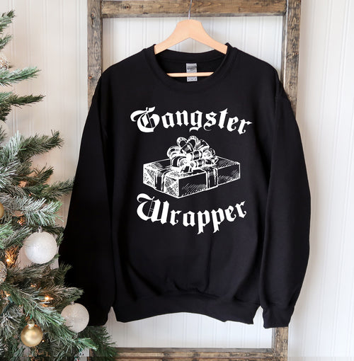 Felpa Natalizia Divertente 'Gangsta Wrapper' - Unisex Gioco di Parole