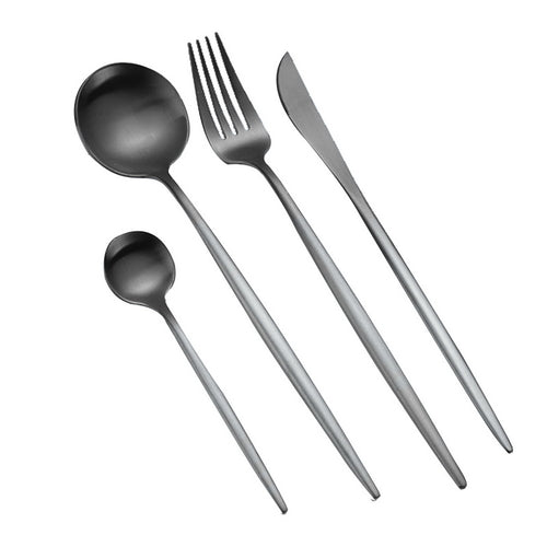 Set Posate Acciaio Inox 4 Pezzi Oro - Elegante Set da Tavola Regalo Natale