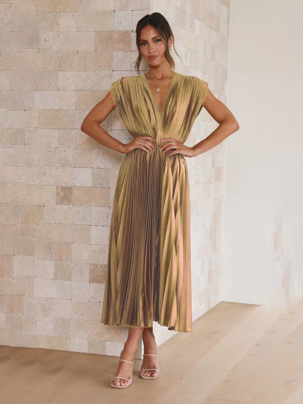 Abito Plissettato Casual con Zip - Senza Maniche