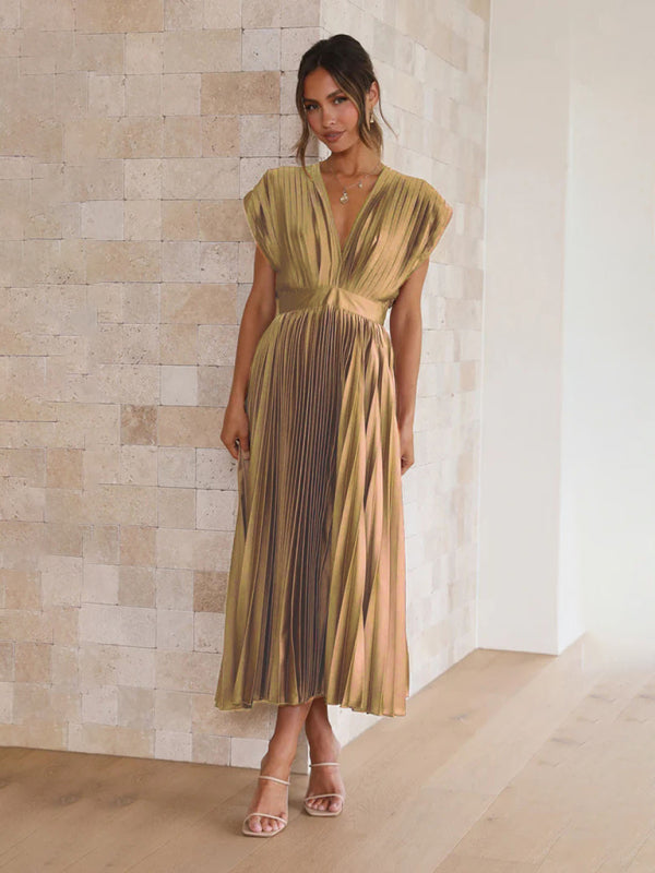 Abito Plissettato Casual con Zip - Senza Maniche