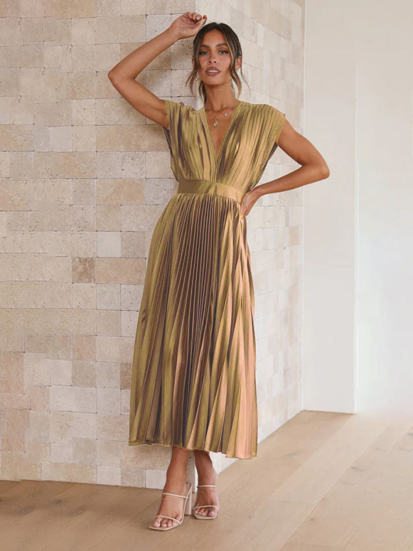 Abito Plissettato Casual con Zip - Senza Maniche