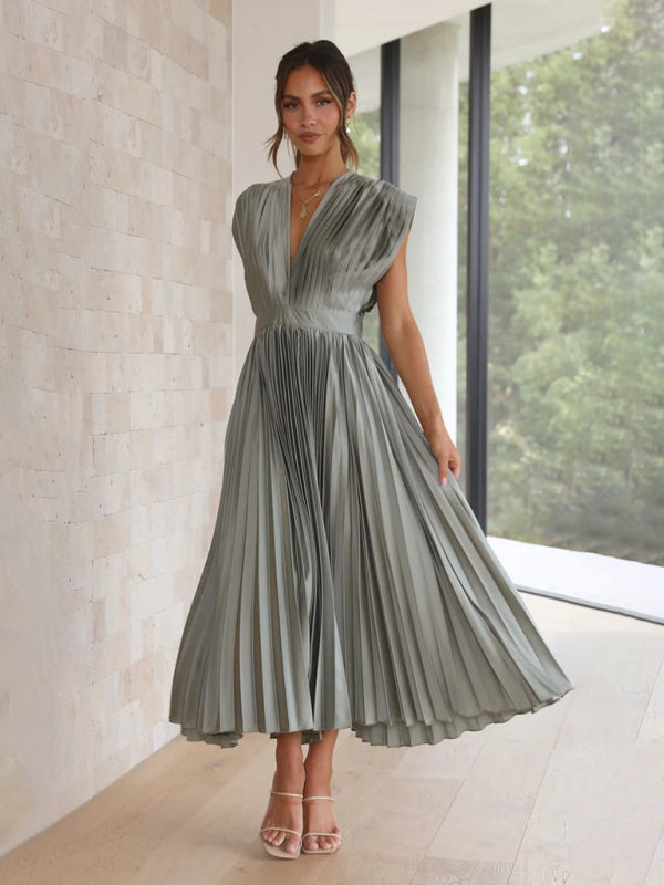 Abito Plissettato Casual con Zip - Senza Maniche