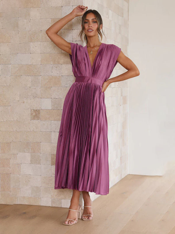 Abito Plissettato Casual con Zip - Senza Maniche