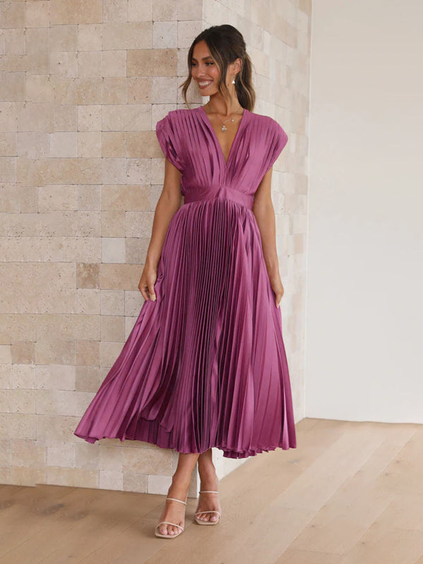 Abito Plissettato Casual con Zip - Senza Maniche