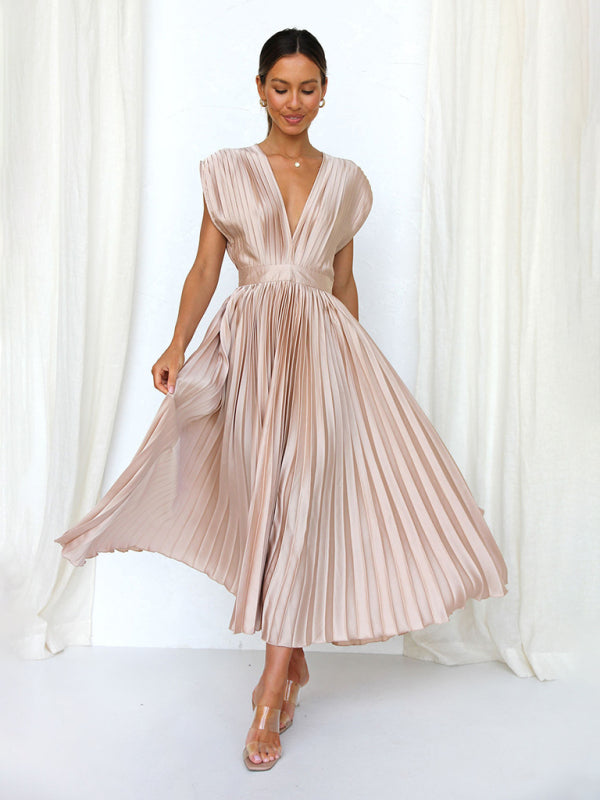 Abito Plissettato Casual con Zip - Senza Maniche