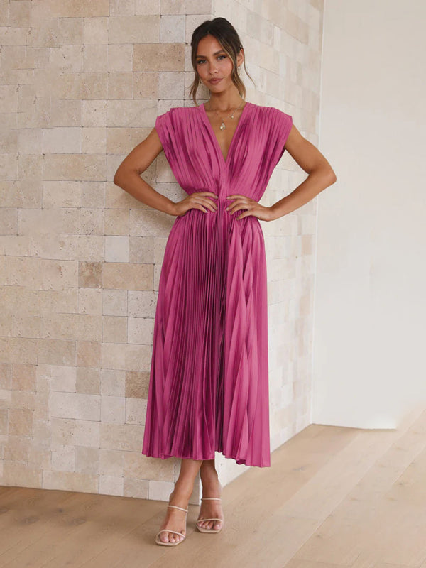 Abito Plissettato Casual con Zip - Senza Maniche