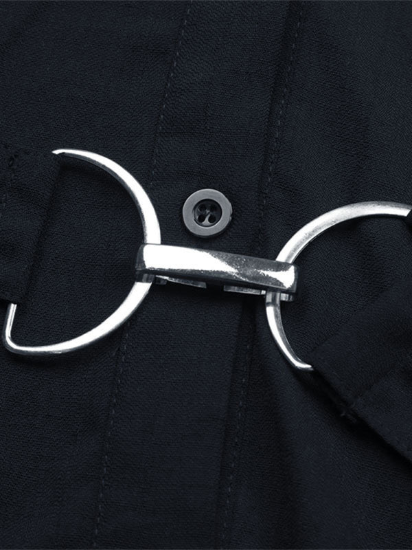 Abito Chemisier con Bottoni e Maniche Lunghe - Stile Ufficio